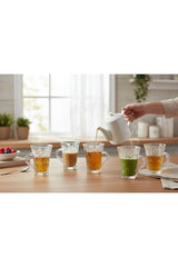 Delisoga Professional Modern Classic Cut Glass Beverage Mugs - 6 - Piece Set - 200ml Each - TryAladdin