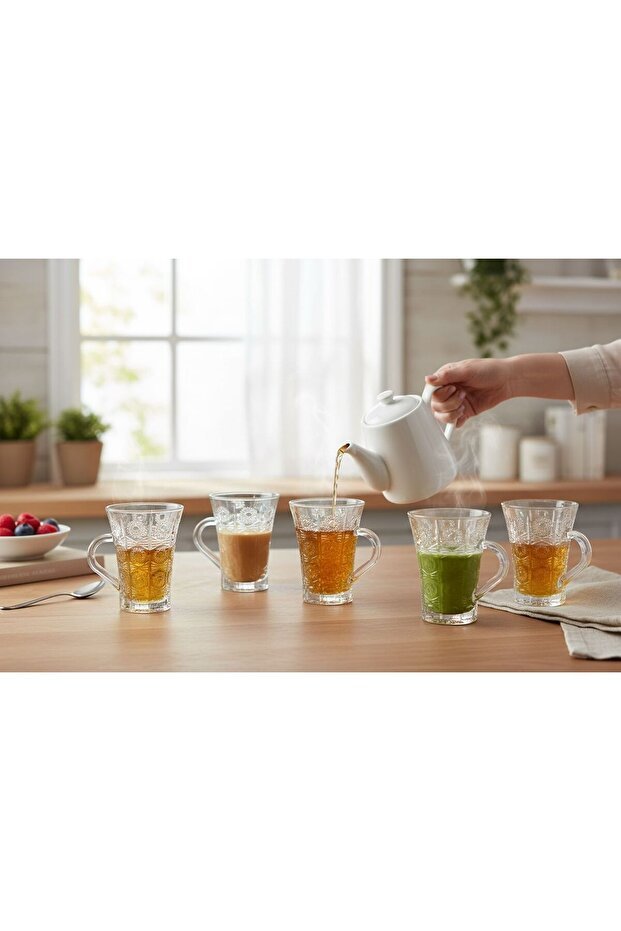 Delisoga Professional Modern Classic Cut Glass Beverage Mugs - 6 - Piece Set - 200ml Each - TryAladdin