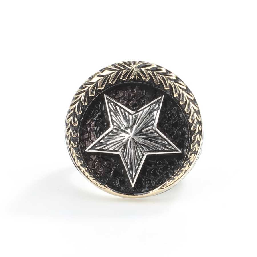 Sterling Silver Men's Ring - Kut al-Amara Crescent & Star Design
