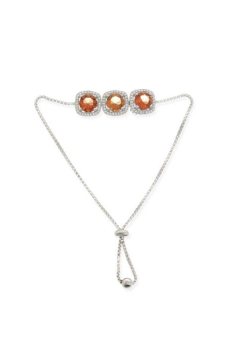 Premium 925 Sterling Silver Square Stone Triple Cube Chain Bracelet