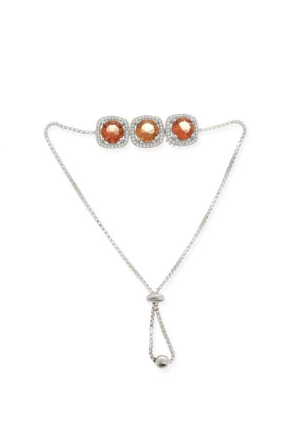 Premium 925 Sterling Silver Square Stone Triple Cube Chain Bracelet