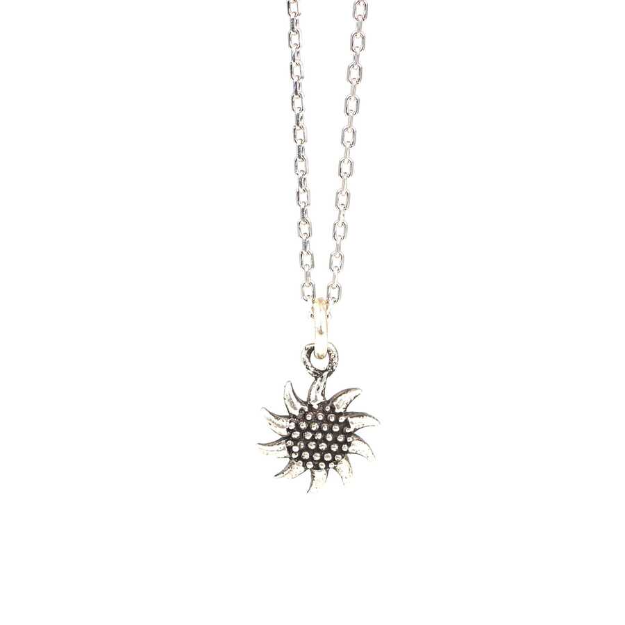Sterling Silver Tiny Sun Pendant Necklace - Dainty Minimalist