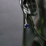 Premium 925 Sterling Silver Large Round Synthetic Sapphire Earrings
