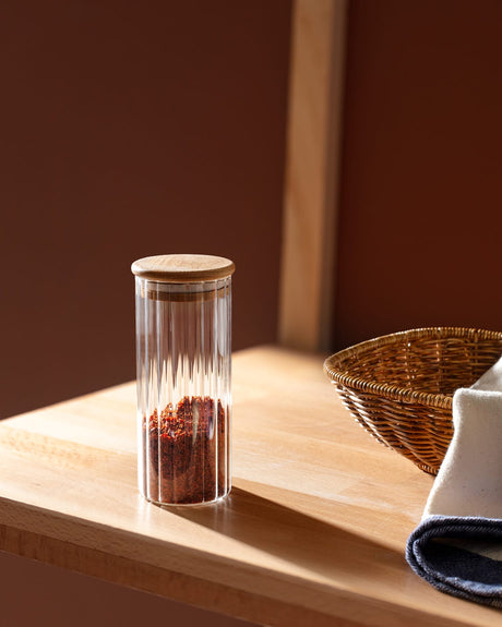 Borosilicate Glass Spice Jar - Cylindrical Optical Design