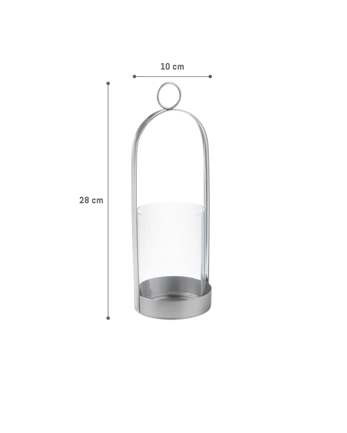 Bougeoir en acier inoxydable et verre - Finition argentée moderne