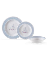 Melamine 6-Person Dinner Set - Contemporary Blue & White Design