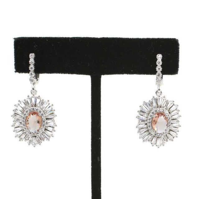 Premium Sterling Silver Oval Zultanite Baguette Zircon Earrings