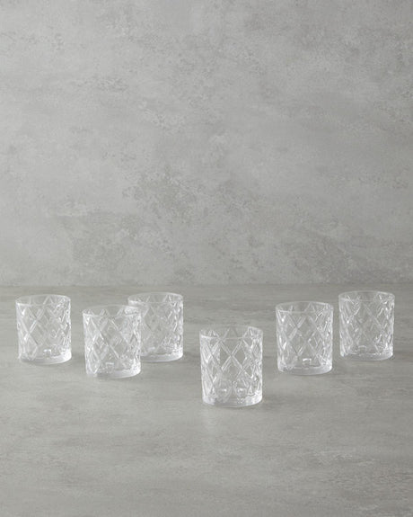 Premium Diamond-Cut Clear Espresso Demitasse Glasses - Set of 6