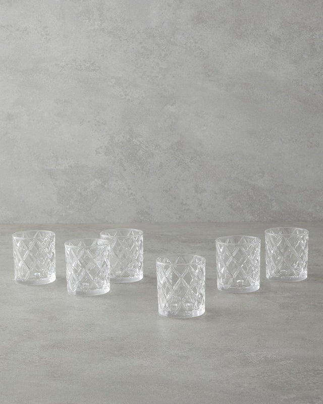 Premium Diamond-Cut Clear Espresso Demitasse Glasses - Set of 6