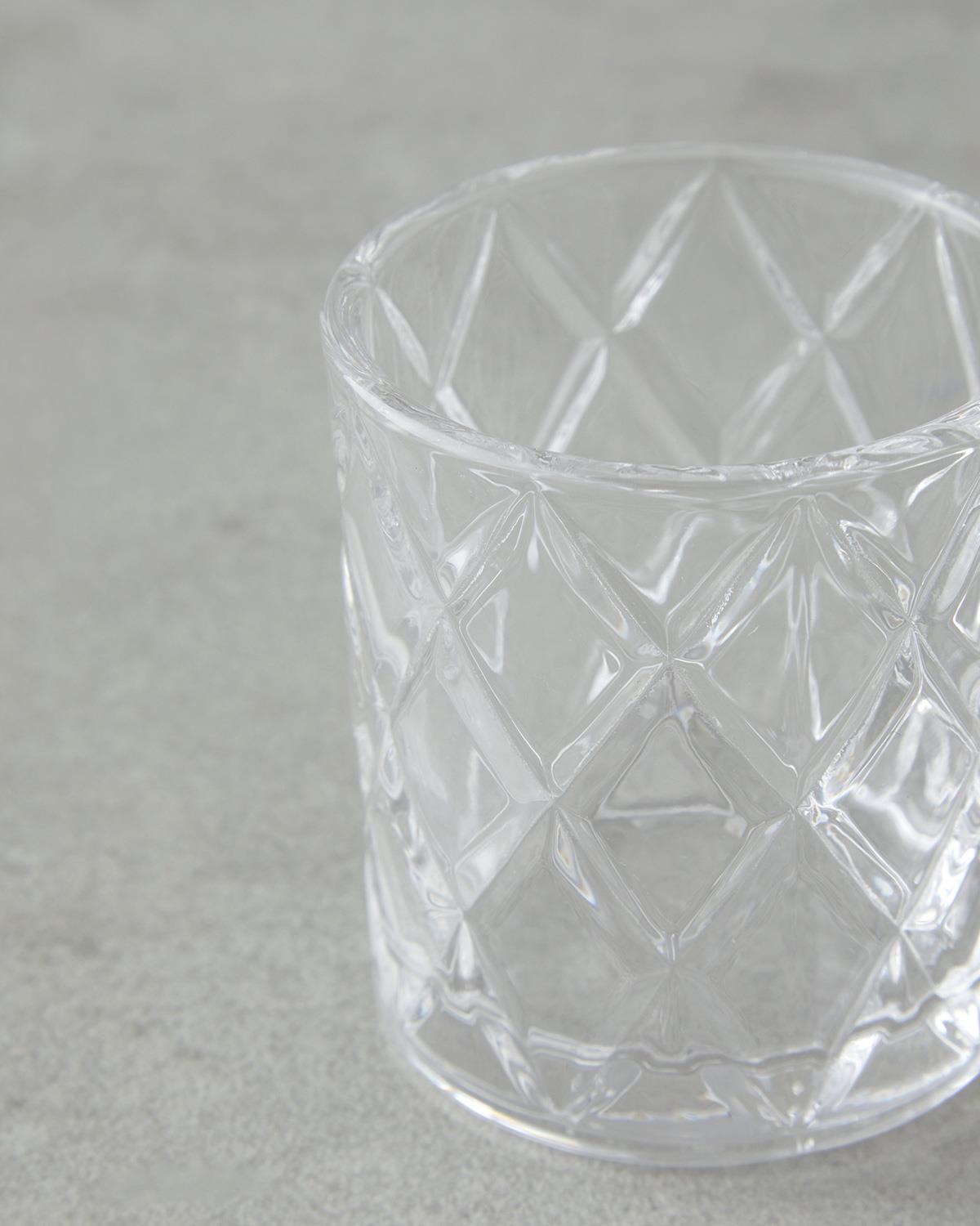 Premium Diamond Cut Clear Espresso Demitasse Glasses   Set of 6