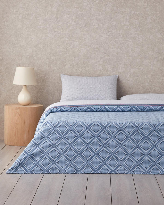 Professional Diamond Twist Easy Iron Double Duvet Cover Set Dark Blue