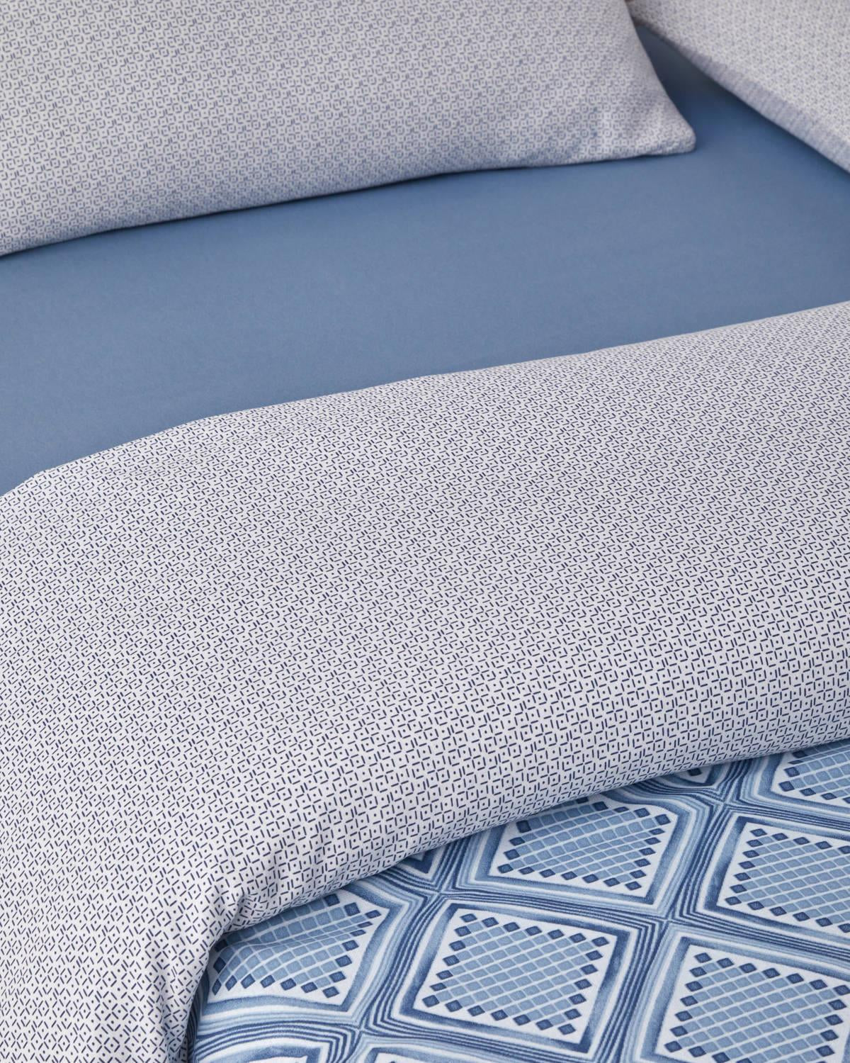 Completo copripiumino singolo professionale, facile da stirare, trama a diamante, blu scuro
