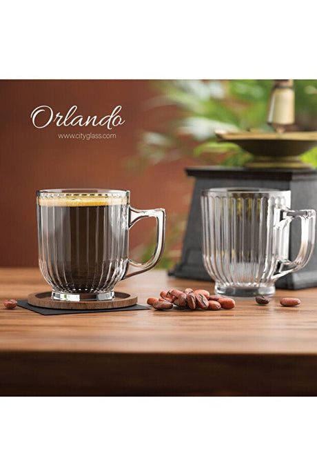 Diba Avm Orlando Professional Crystal Handle Tea & Coffee Glass Mug Set - 6 x 175ml - TryAladdin