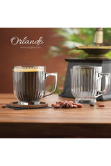 Diba Avm Orlando Professional Crystal Handle Tea & Coffee Glass Mug Set - 6 x 175ml - TryAladdin