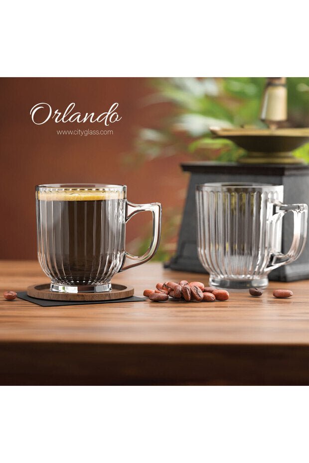 Diba Avm Orlando Professional Crystal Handle Tea & Coffee Glass Mug Set - 6 x 175ml - TryAladdin