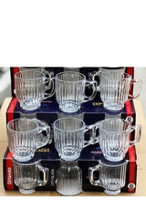 Diba Avm Orlando Professional Crystal Handle Tea & Coffee Glass Mug Set - 6 x 175ml - TryAladdin