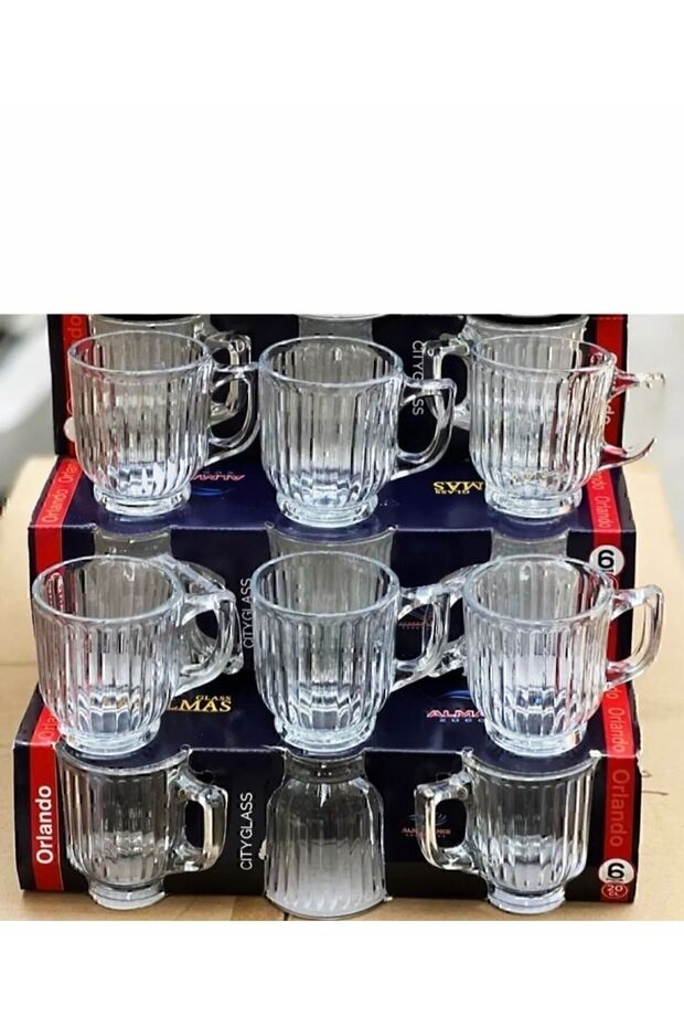 Diba Avm Orlando Professional Crystal Handle Tea & Coffee Glass Mug Set - 6 x 175ml - TryAladdin