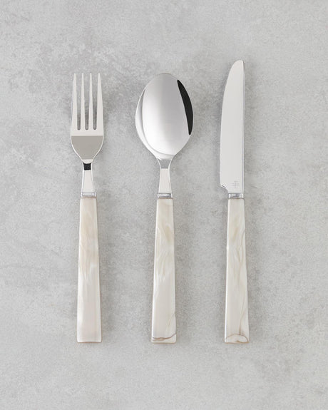 Premium Quality 18 Piece Stainless Steel Cutlery Set   6 Person Beige Handle