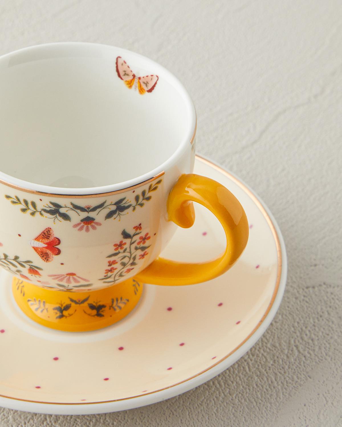 Ensemble professionnel de 4 tasses à expresso en porcelaine fine nouvelle moutarde 100 ml