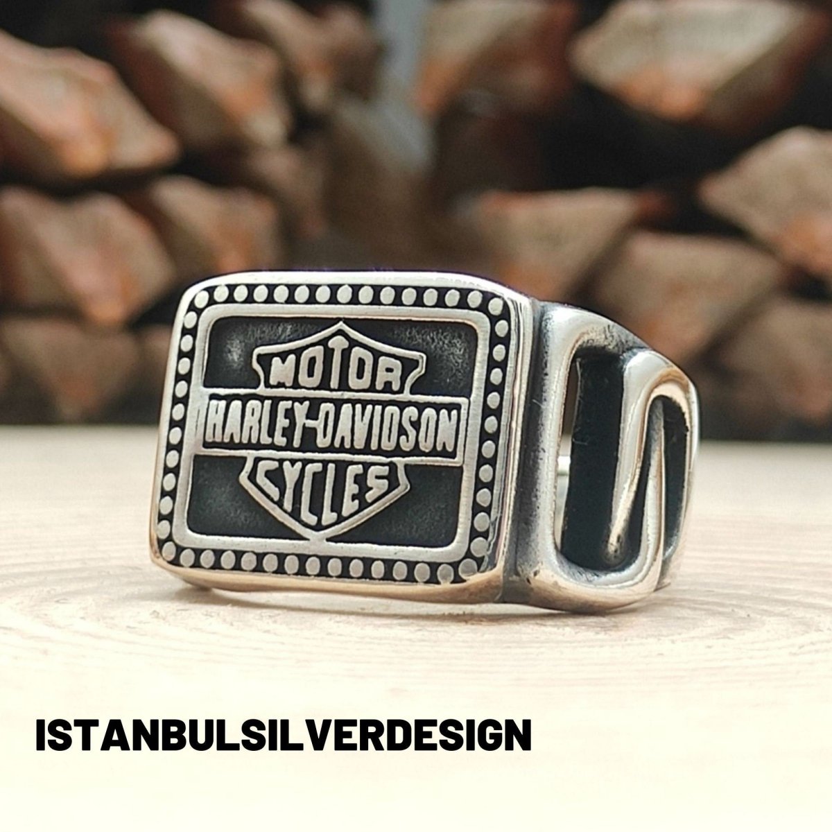 Discover the Essence of Freedom with our 925K Sterling Silver Harley Davidson Ring