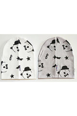 Double - Layered cotton Bear Print Baby & Kids Beanie Hats - 2 Pack - TryAladdin