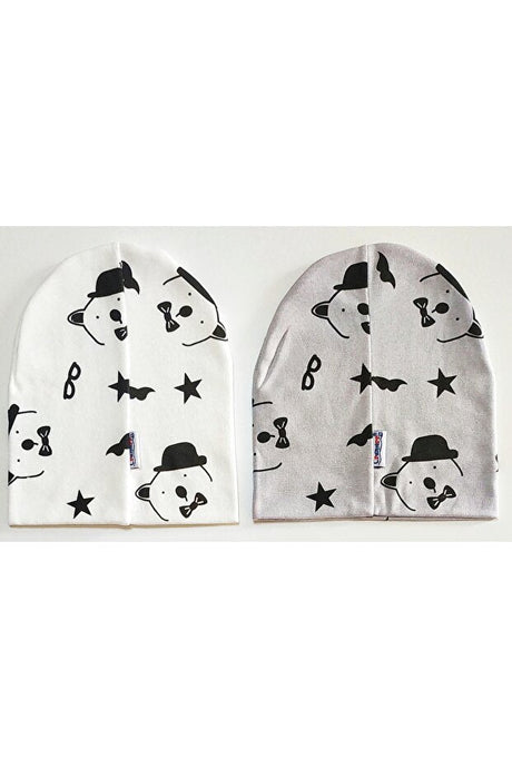 Double - Layered cotton Bear Print Baby & Kids Beanie Hats - 2 Pack - TryAladdin