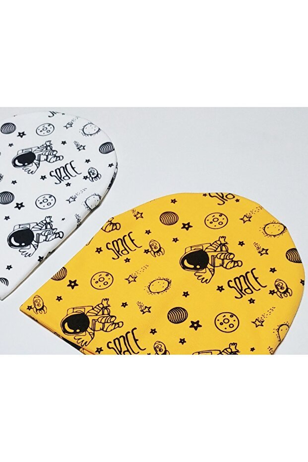 Double - Layered Space Print Baby & Kids Beanie Set - 2 Pack - TryAladdin