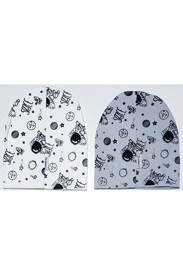 Double - Layered Space Print Baby/Kids Beanie Set (2 - Pack, 1 - 4 Yrs) - TryAladdin