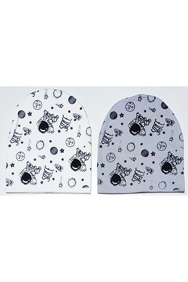 Double - Layered Space Print Baby/Kids Beanie Set (2 - Pack, 1 - 4 Yrs) - TryAladdin
