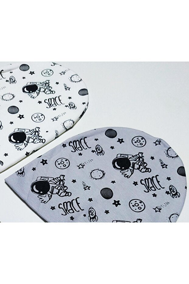Double - Layered Space Print Baby/Kids Beanie Set (2 - Pack, 1 - 4 Yrs) - TryAladdin