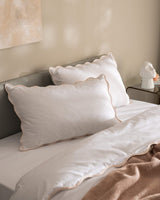 Double Size 100% Cotton Duvet Cover Bedding Set - White & Blush - TryAladdin