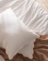 Double Size 100% Cotton Duvet Cover Bedding Set - White & Blush - TryAladdin
