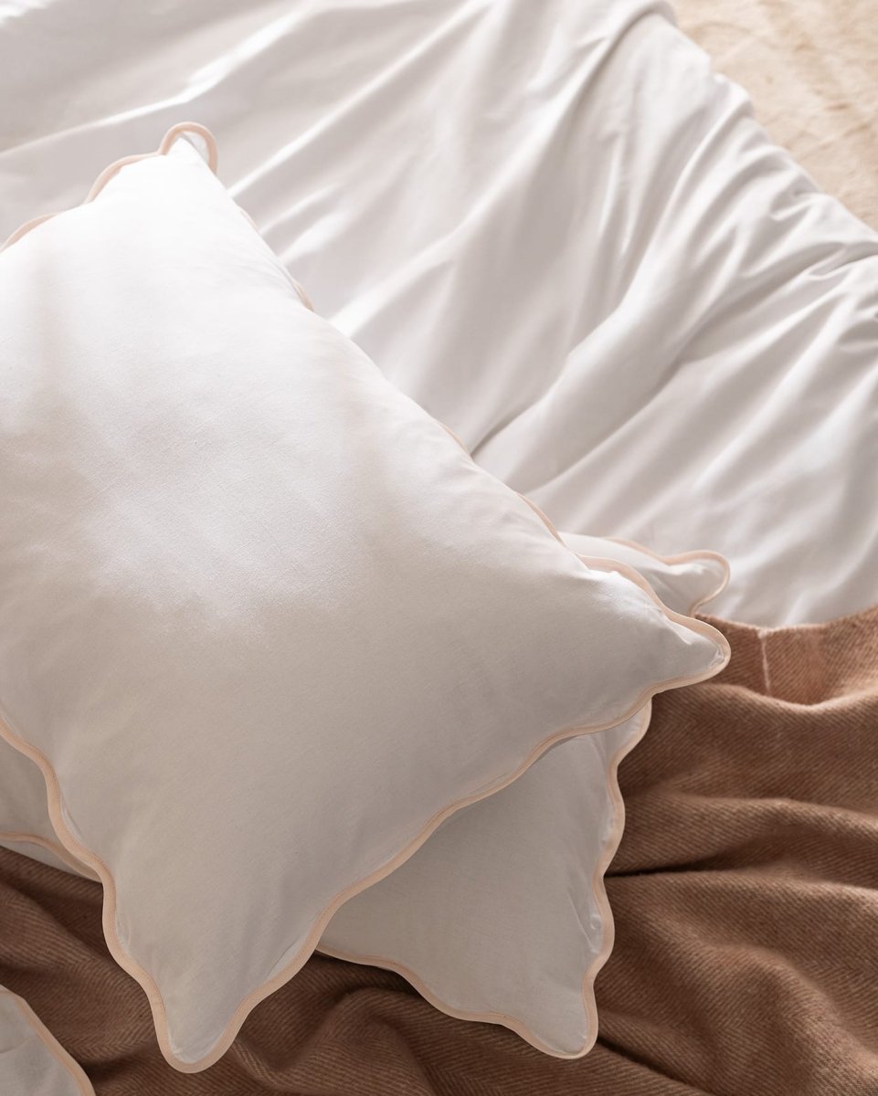 Double Size 100% Cotton Duvet Cover Bedding Set - White & Blush - TryAladdin