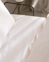 Double Size 100% Cotton Duvet Cover Bedding Set - White & Blush - TryAladdin