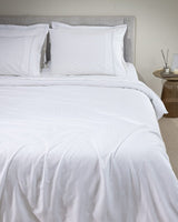 Double Size Shimmer Sateen Duvet Cover Set - 100% Cotton - White & Silver - TryAladdin