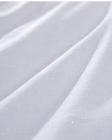 Double Size Shimmer Sateen Duvet Cover Set - 100% Cotton - White & Silver - TryAladdin