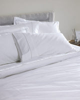Double Size Shimmer Sateen Duvet Cover Set - 100% Cotton - White & Silver - TryAladdin