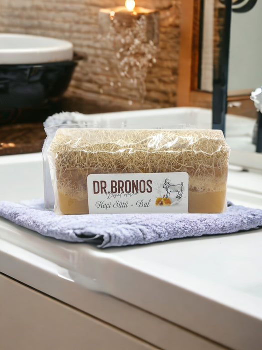 Dr. Bronos | Goat Milk and Honey Soap with Natural Pumpkin Loofah