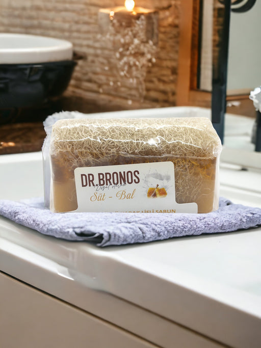 Dr. Bronos | Honey Milk Soap with Natural Pumpkin Loofah Dr. Bronos Natural Fiber Soap