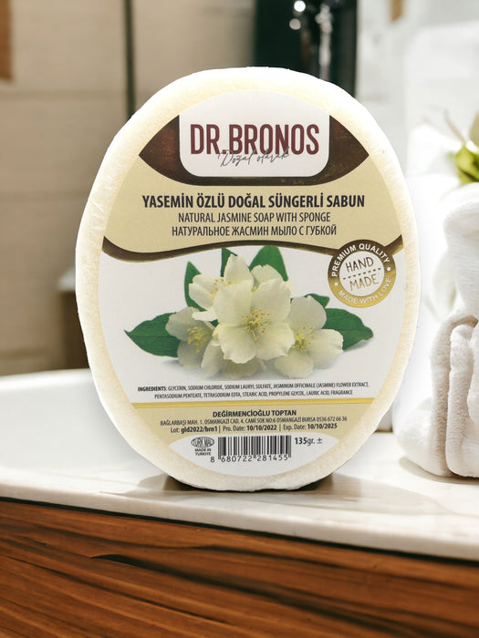 Dr. Bronos | Natural Jasmine Soap with Sponge Dr. Bronos Sponge Soap