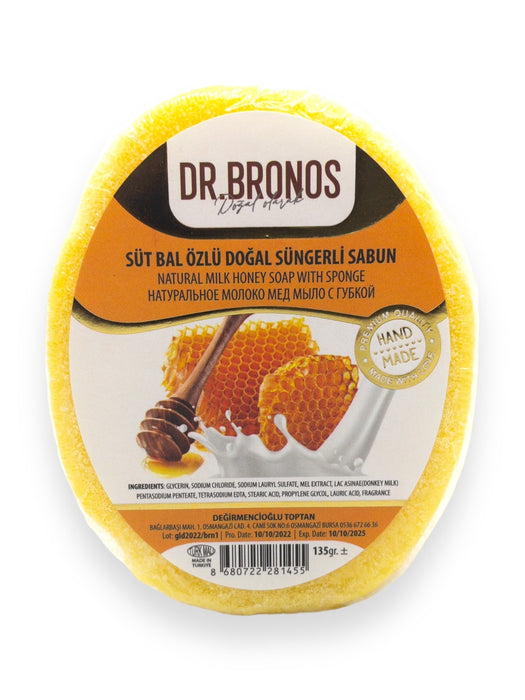 Dr. Bronos | Natural Milk Honey Soap with Sponge Dr. Bronos Sponge Soap