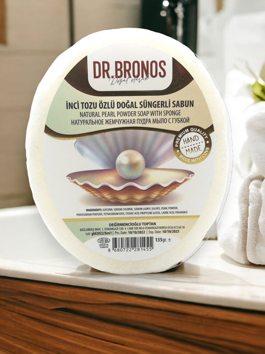 Dr. Bronos | Natural Pearl Powder Soap with Sponge