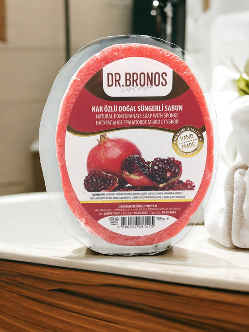 Dr. Bronos | Natural Pomegranate Soap with Sponge Dr. Bronos Sponge Soap