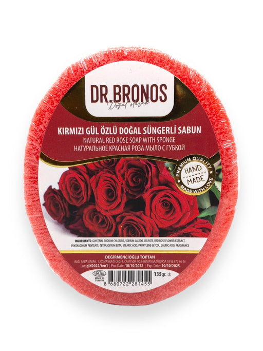 Dr. Bronos | Natural Red Rose Soap with Sponge Dr. Bronos Sponge Soap