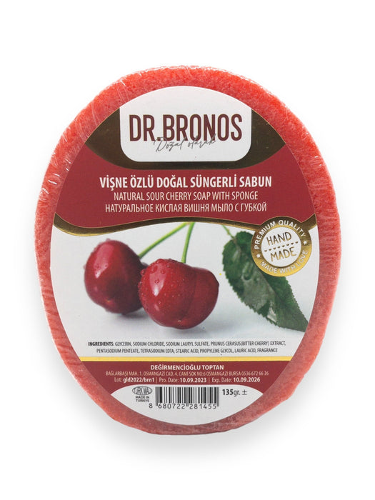 Dr. Bronos | Natural Sour Cherry Soap with Sponge Dr. Bronos Sponge Soap