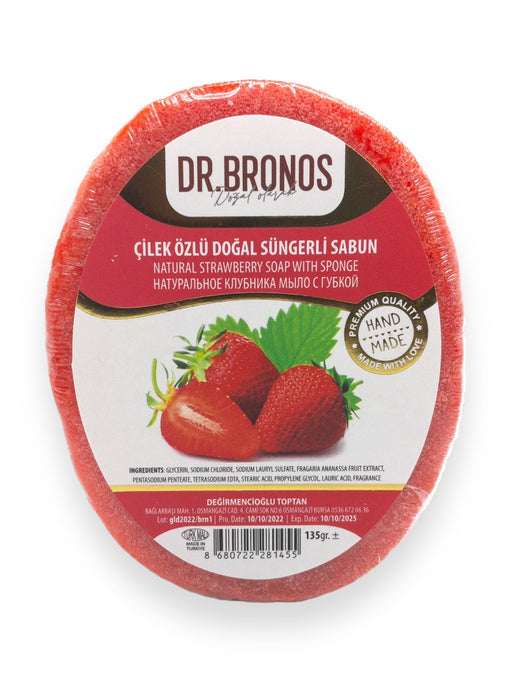 Dr. Bronos | Natural Strawberry Soap with Sponge Dr. Bronos Sponge Soap