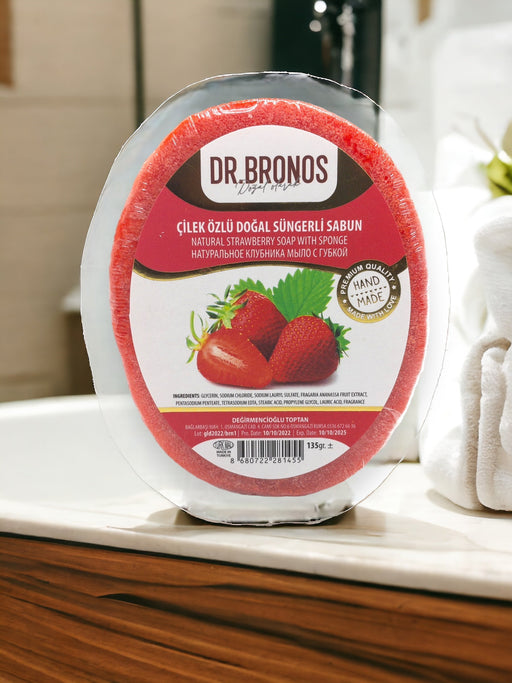 Dr. Bronos | Natural Strawberry Soap with Sponge Dr. Bronos Sponge Soap
