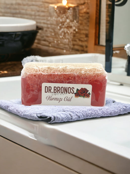 Dr. Bronos | Red Rose Soap with Natural Pumpkin Loofah