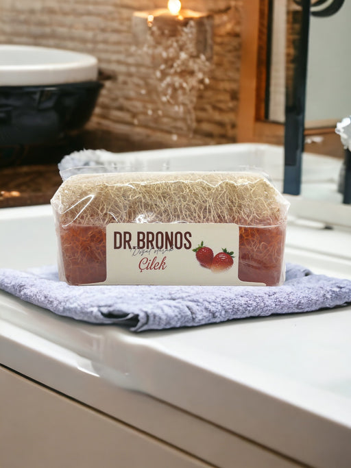 Dr. Bronos | Strawberry Soap with Natural Pumpkin Loofah Dr. Bronos Natural Fiber Soap