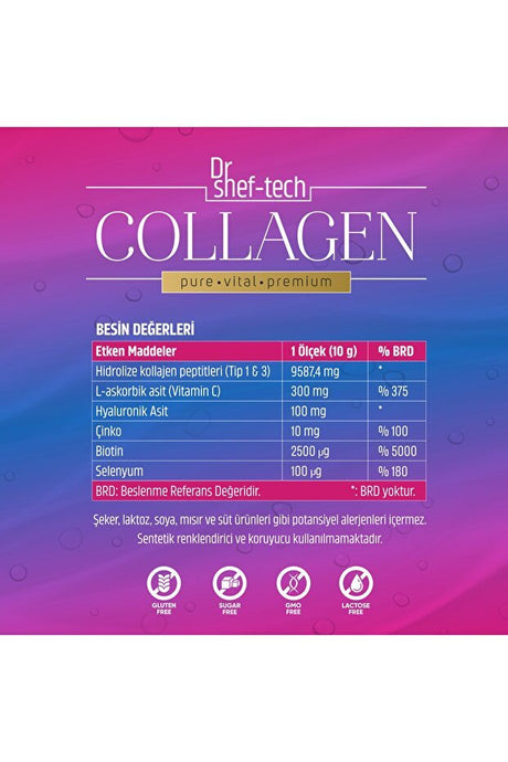Dr. Shef - tech Collagen Powder - 300g with Hyaluronic Acid, Vit C & Minerals - TryAladdin